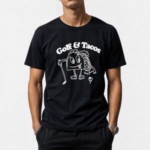 Swing Juice Golf & Tacos Graphic T-Shirt Men's Size Small‎ Black Golfing Apparel